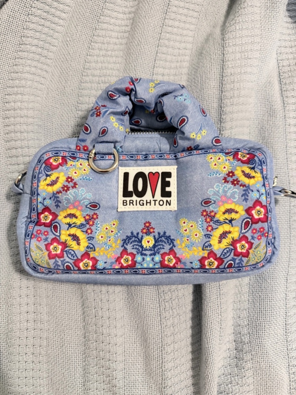 Brighton Blue Floral Embroidered Denim Mini Bag